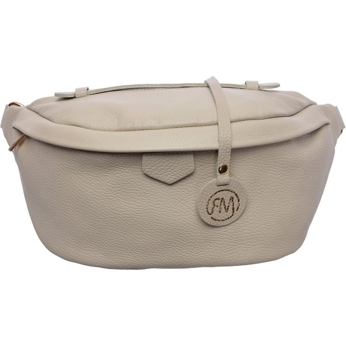 Roberta M Beige Rundleer Tas
