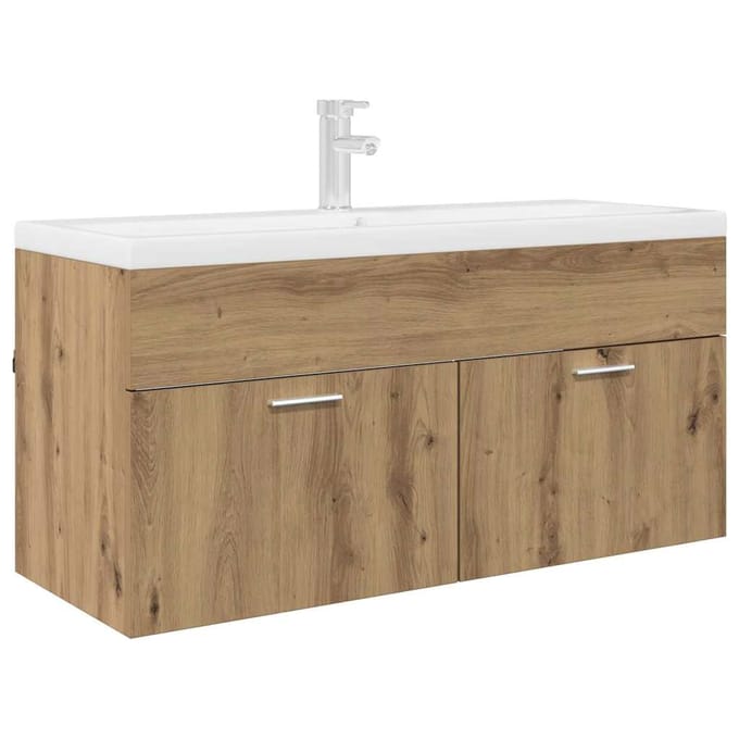 vidaXL Wastafelkast met opslag met de deur Artisan Eiken Bewerkt hout