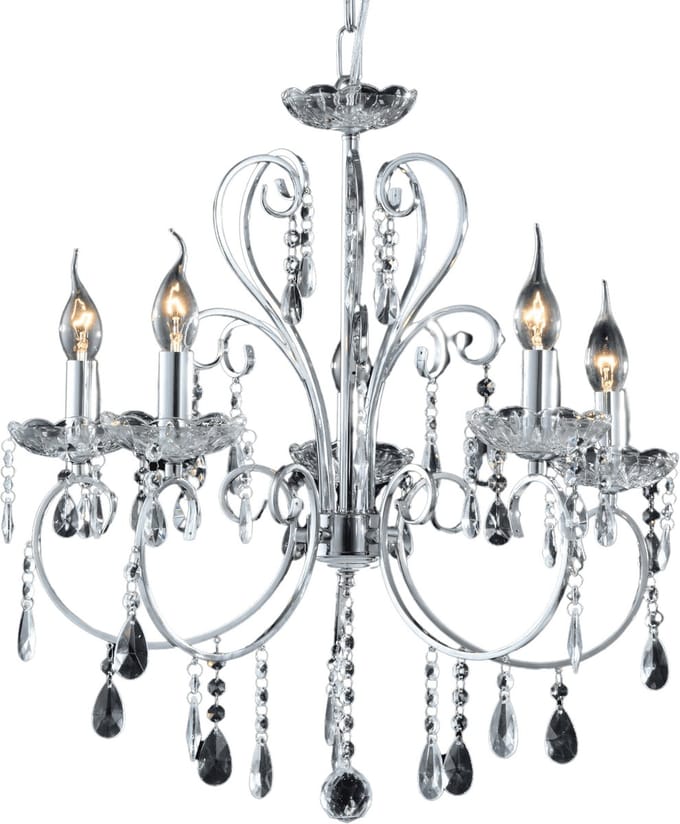 Kosilum - Pavia - Lamp - Zilver/Chroom - Metaal, kristal en glas