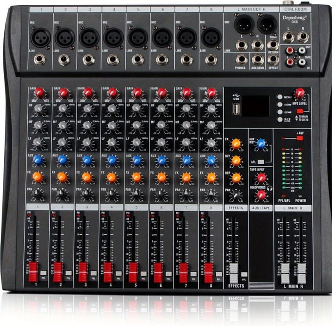 Nivard Audio Mixer - Mengpaneel - DJ - Mixer - Gaming - 8 Kanaals