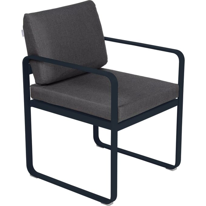 Fermob BELLEVIE fauteuil voor de eethoek - 92 abyssblauw - A3 grafietgrijs