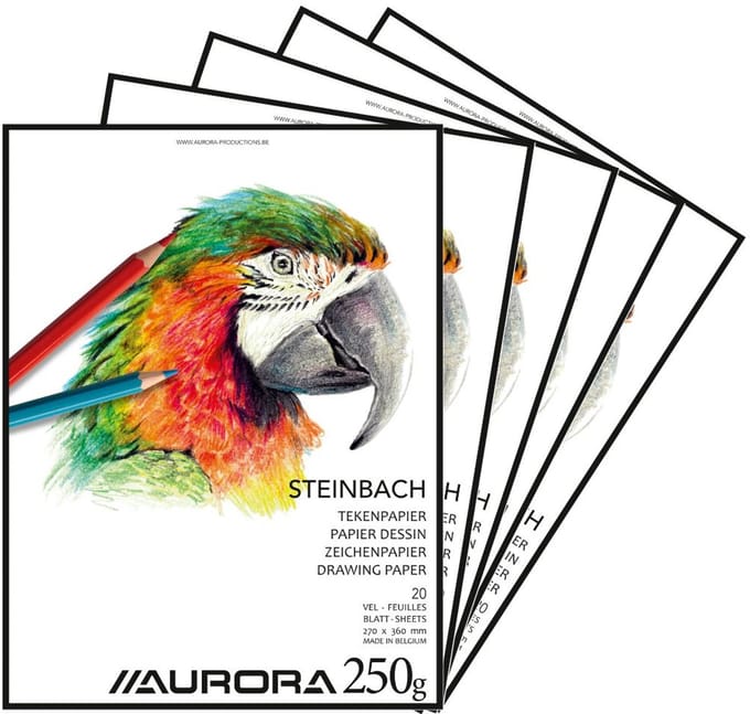 Aurora Tekenblok - Steinbach - 270mm x 360mm - 250g - 20 Vel Tekenpapier - 5 Stuks