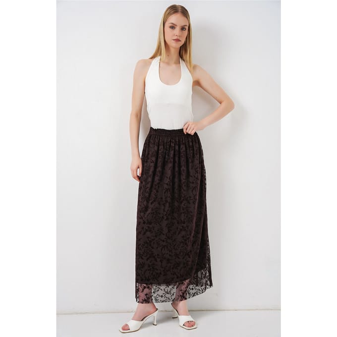 Bloemen Hoge Taille Maxi A-Lijn Rok