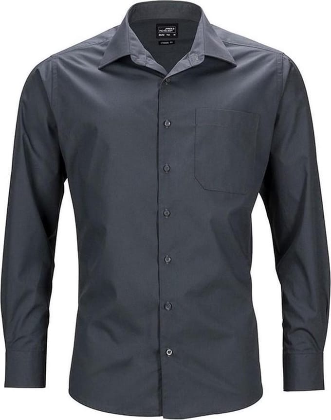 Daiber Heren Longsleeve Zakelijk Shirt (Koolstofgrijs)