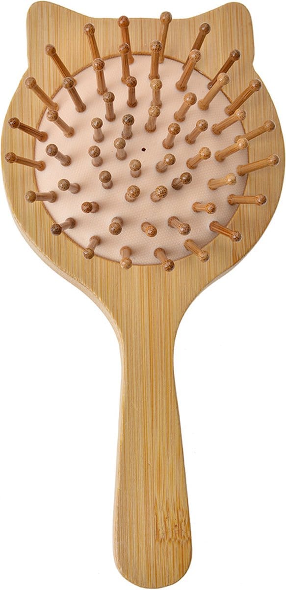 Clayre & Eef Haarborstel 16x8x3 cm Bruin Beige Hout Kat