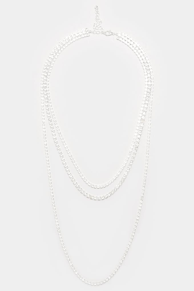 Yours Diamanten Ketting In Meerdere Lagen In Zilversize One Size