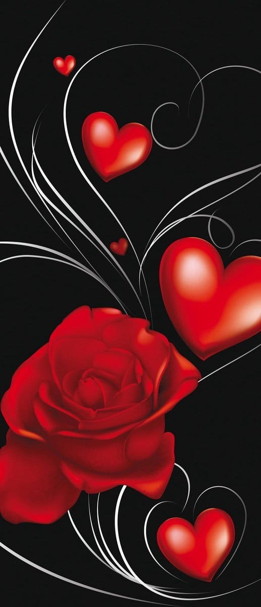 Deursticker Muursticker Zwart | Rood | 91x211cm
