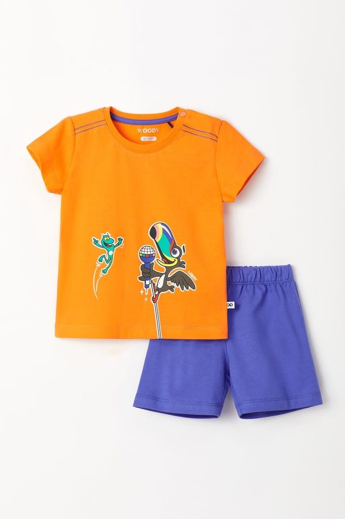 Little Woody Jongens Pyjama Oranje 3m