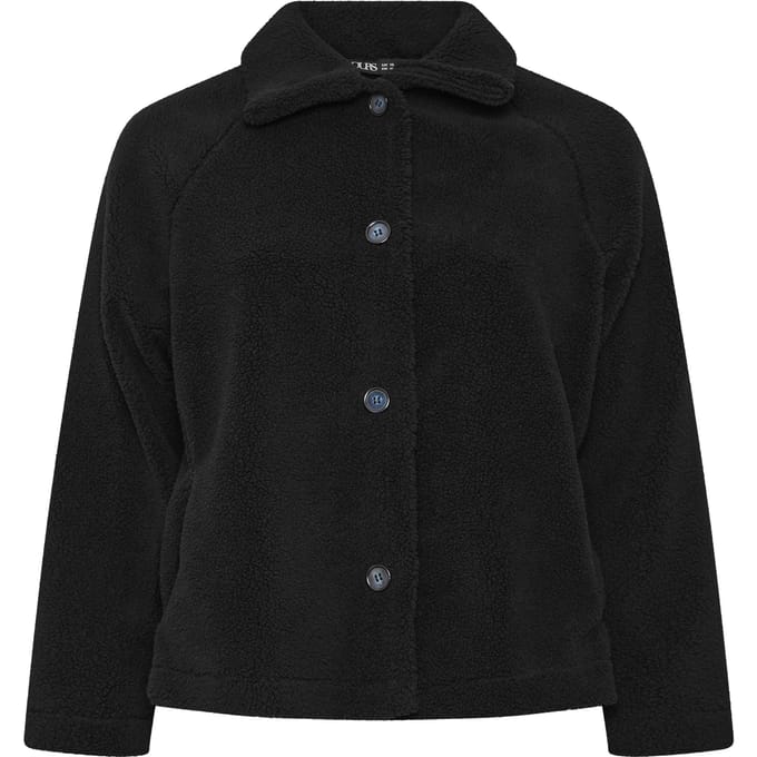 Yours Zwarte Jas Met Borgvoering En Colhals Size 54-56