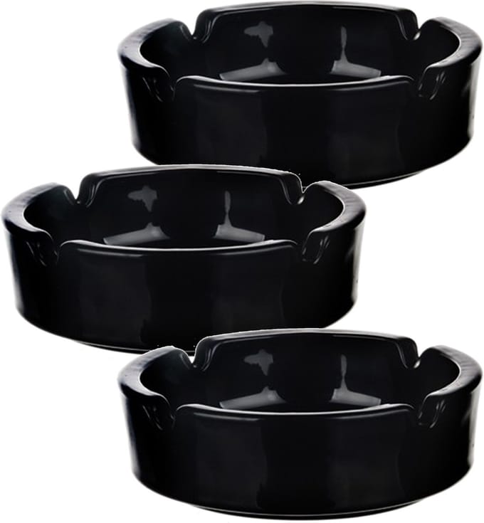 Glasmark Asbak - 3x - glas - D11 cm - zwart - voor binnen en buiten