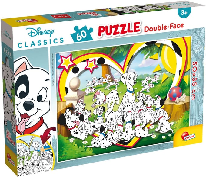 Lisciani - 101 Dalmatians - Double face - Puzzel - 60 stukjes