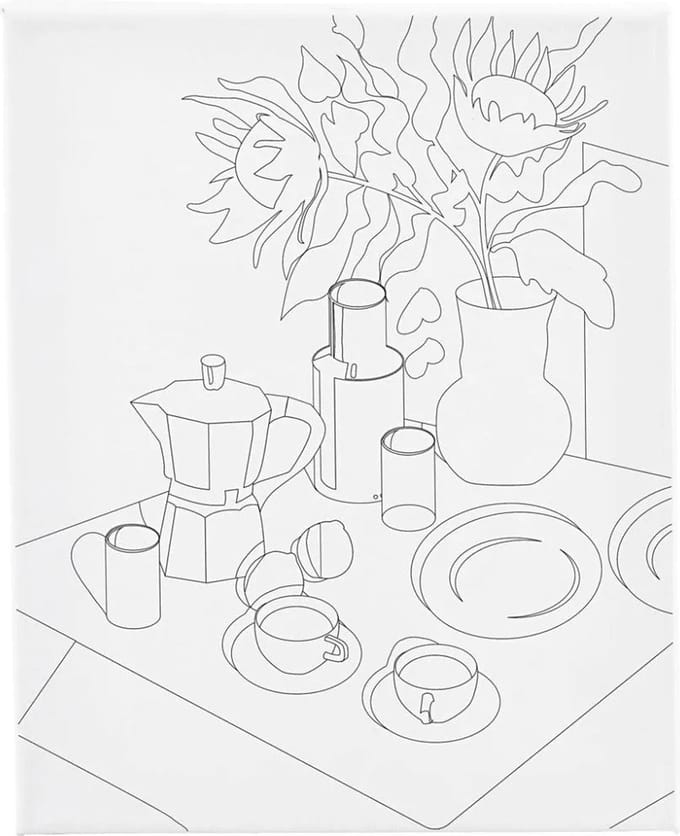 Creativ Company Schildercanvas met print Ontbijttafel 24x30 cm