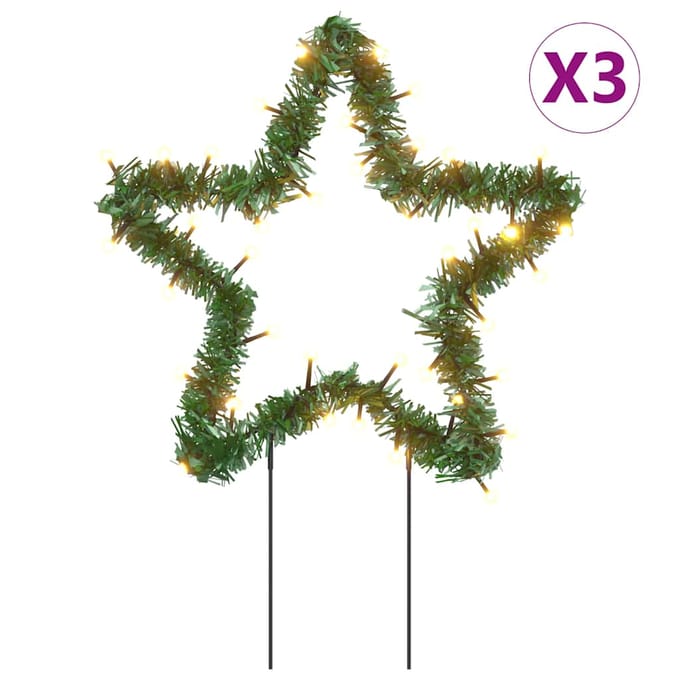 vidaXL - Kerstverlichting - ster - 3 - st - met - grondpinnen - 50 - LED's - 29 - cm