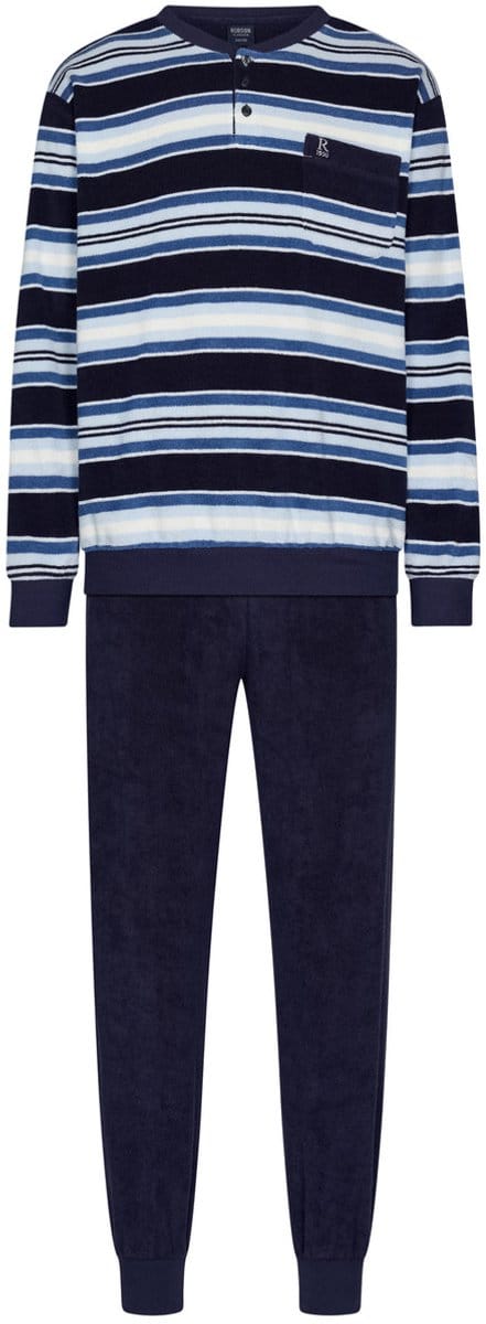 Robson Pyjama - Katoen/Polyester - Badstof - Gestreept - Blauw - Maat 50