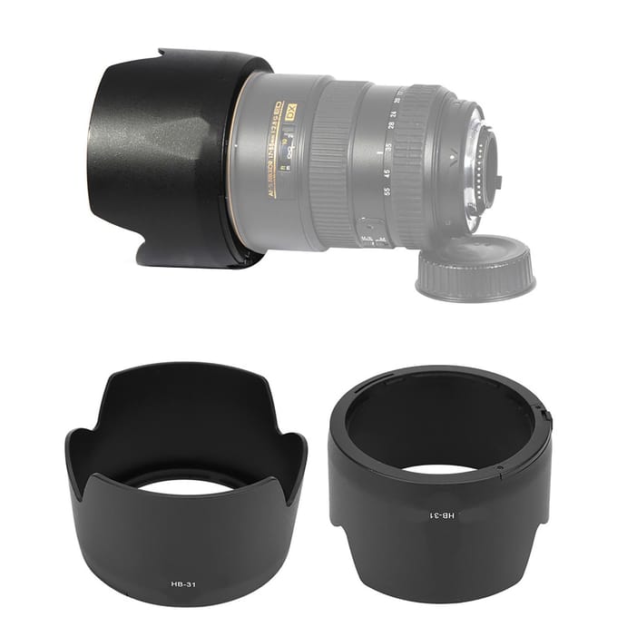 HB-31 Camera Mount Zonnekap voor Nikon AF S DX 17-55mm F 2.8G Lens black
