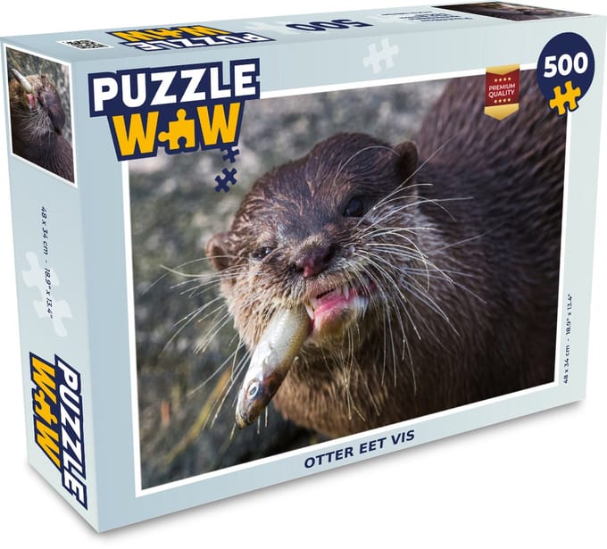 Puzzel Otter eet vis - Legpuzzel - Puzzel 500 stukjes