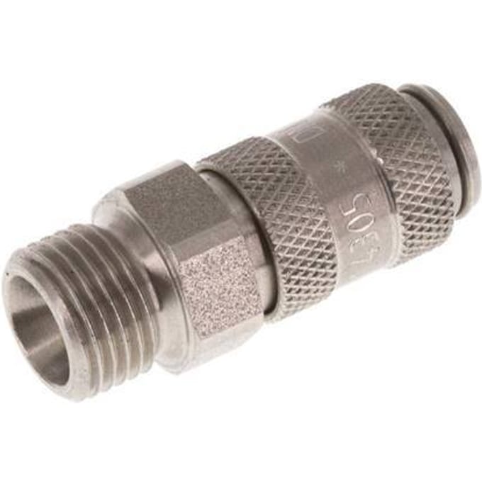 RVS DN 2.7 (Micro) Luchtkoppeling Snelkoppeling G 1/8 inch Buitendraad Double Shut-Off - CLS2-M-S-SV-018