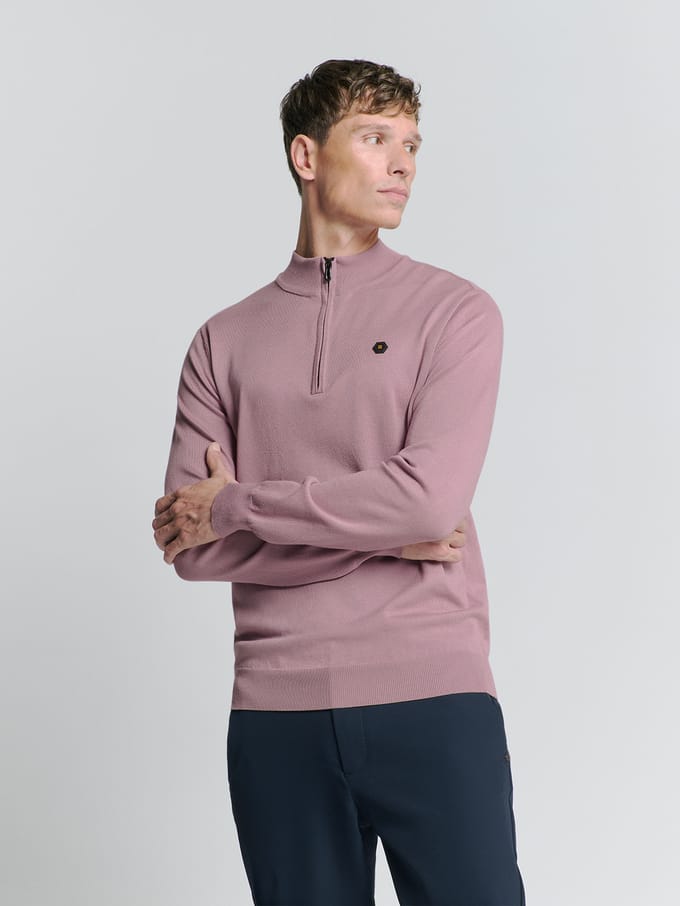 No Excess Pullover Half Zip Mauve  L
