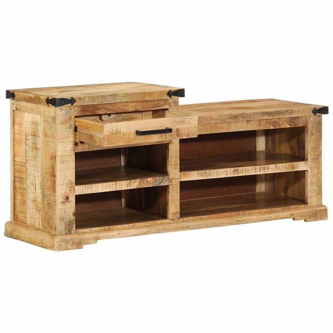 vidaXL - Bank - Bruin - 110 - x - 35 - x - 50 - cm - Ruw - Mango