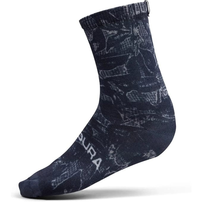 Endura Grid Floral Ltd Print Sock Black - L/XL