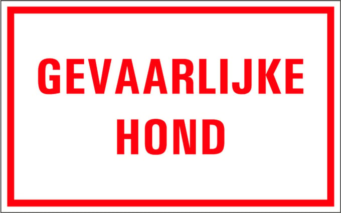 Gevaarlijke hond tekststicker 320 x 200 mm