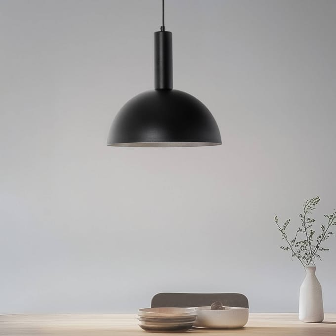 SIGMA Vitrum cupola M hanglamp, zwart, halfrond, Ø 30 cm