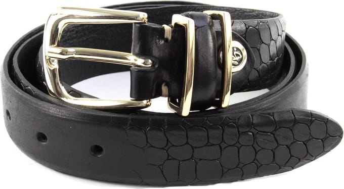 b.belt Leren Riem Charlisa Gold Belt W100 Black Zwart