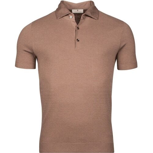 Thomas Maine Polo Uni Color Half Milano Knit Greige / male