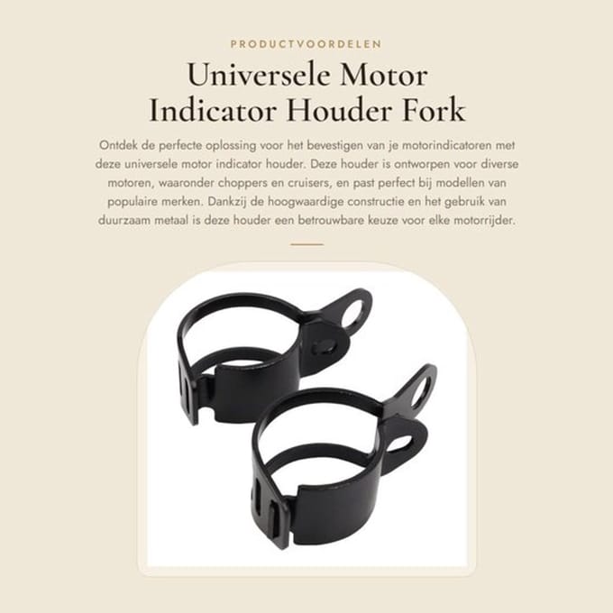 Universele Motor Indicator Houder - Fork Attachment Bar - Multifunctioneel - Zwart - Geschikt voor Motorrijders - LED Verlichting
