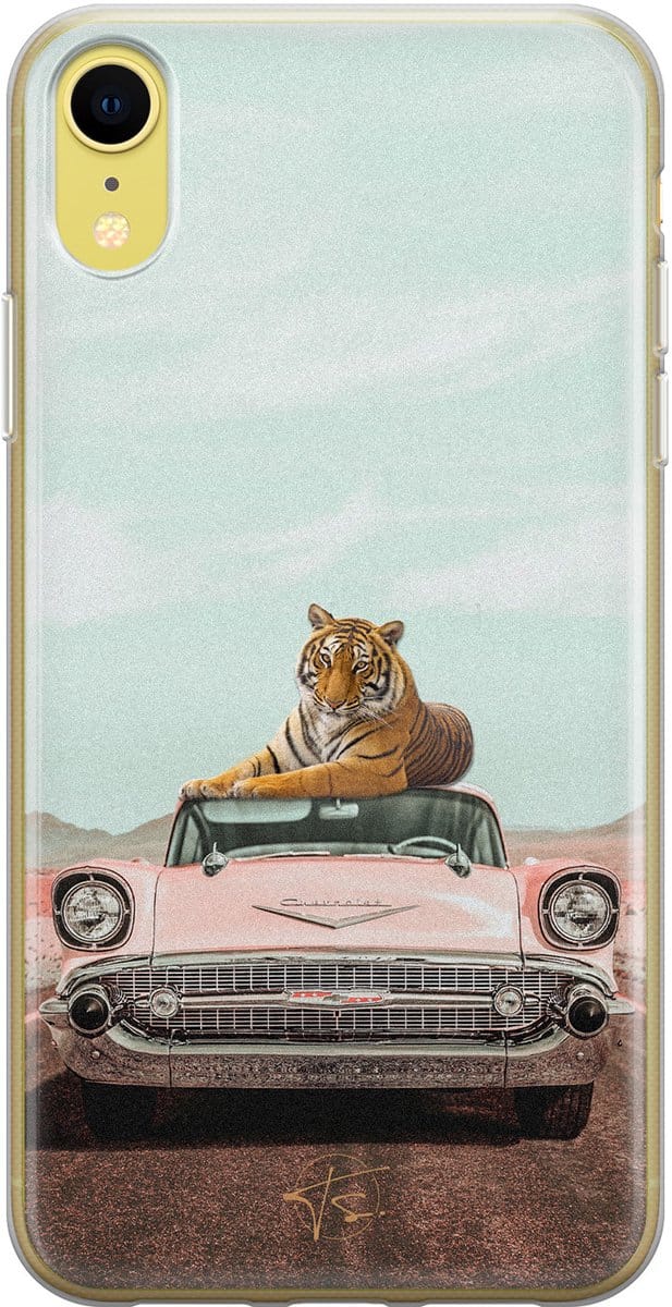 Hoesje geschikt voor iPhone XR - Chill tijger - Soft Case - TPU - Print - Multi - ELLECHIQ
