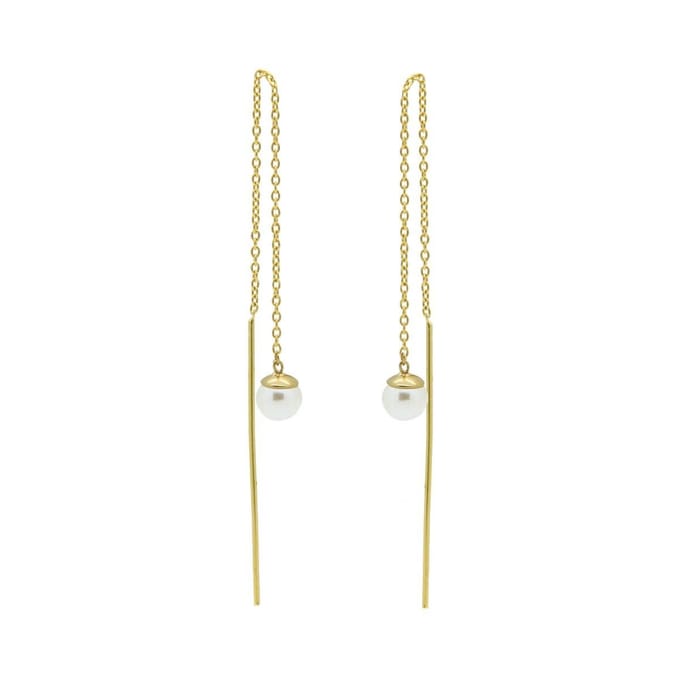 Karma Pull Through Doortrek Oorbellen Pearl Goud