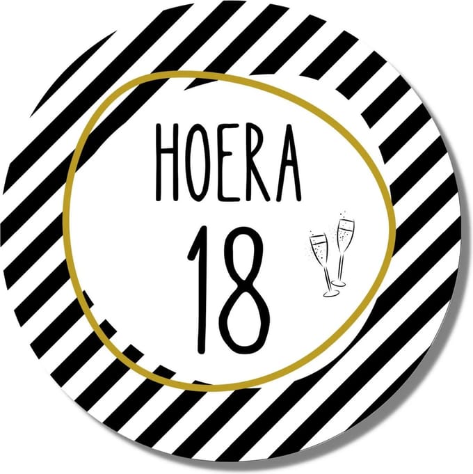 20 x Stickers 18 jaar - Sluitstickers Stickervel Cadeaustickers - Uitnodiging Feest Versiering - 18e Verjaardag - Zwart Goud Wit