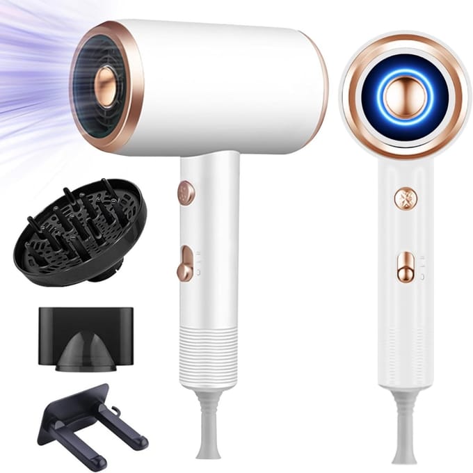 Fohn met Diffuser - Haardroger Krullen - Haarfohn - Fohnborstel - Wit