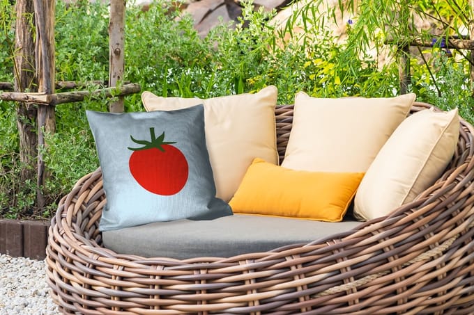 Tuinkussen - Rood - Tomaat - Groente - 40x40 cm - Weerbestendig