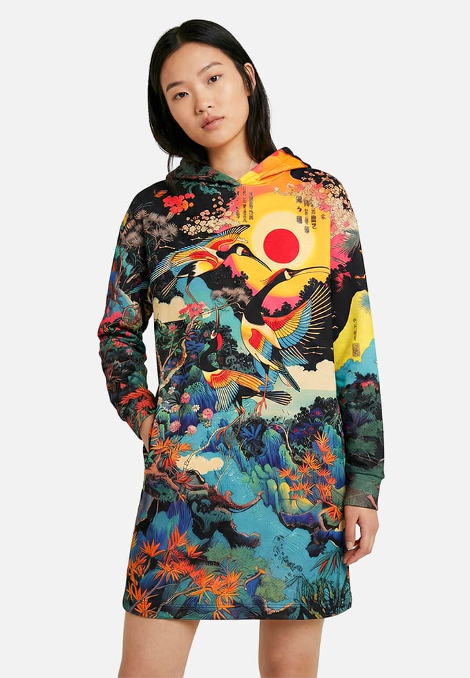 "Japanese Heron" Oversize hoodiejurk