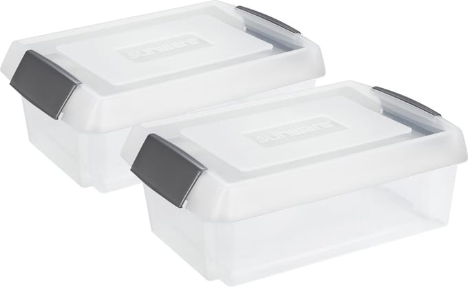 Sunware - opslagbox - 2 stuks - 30L transparant - 59x39x17 cm - extra hoge deksel