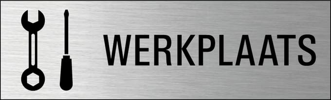 Werkplaats deurbordje met zelfklevende strip