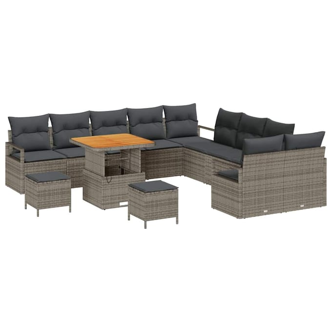 vidaXL - Tuinbank - Set - 13 - st - Grijs - poly - rattan
