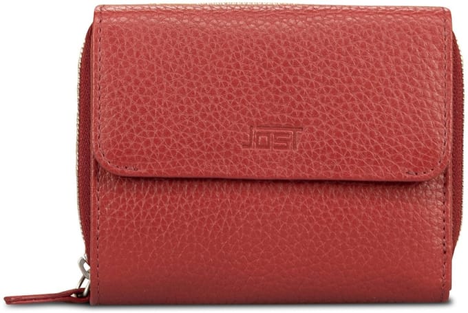 JOST Leren portemonnee Vika Zip Wallet Red rood