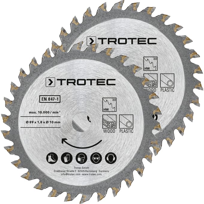 Set van 3 duikzaagbladen TCT Ø 89 mm, 2-delig