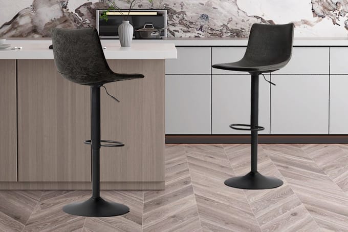 Barkruk 'Trevi' PU Zwart (2 stuks)