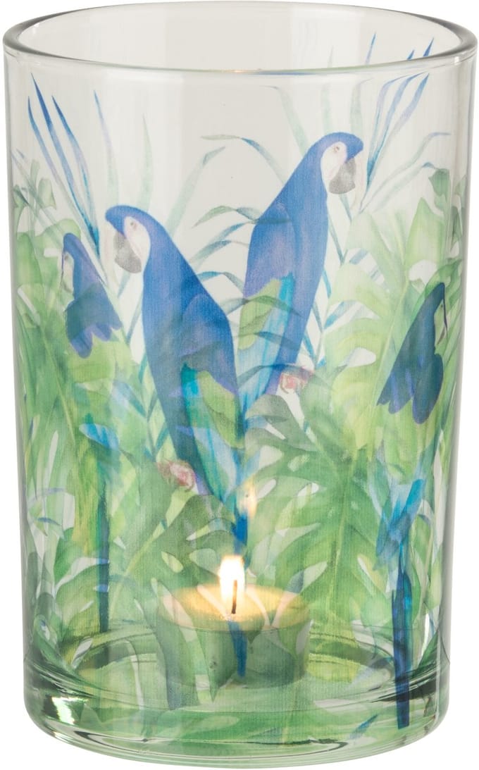 J-Line theelichthouder Papegaai - glas - groen/blauw - large