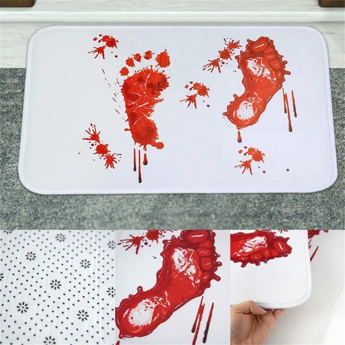 Halloween Badmat Bloedige Voetafdruk Enge Bloed Badkamer Vloerpads Wasbaar brown
