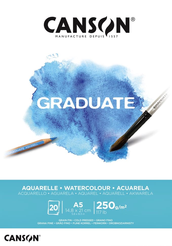 Aquarelpapier canson graduate 20vel 250gr a5 wit | 5 stuks