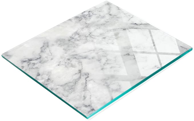 Keukenplank van gehard glas met afbeeldingen, wit marmer, 60x52 cm