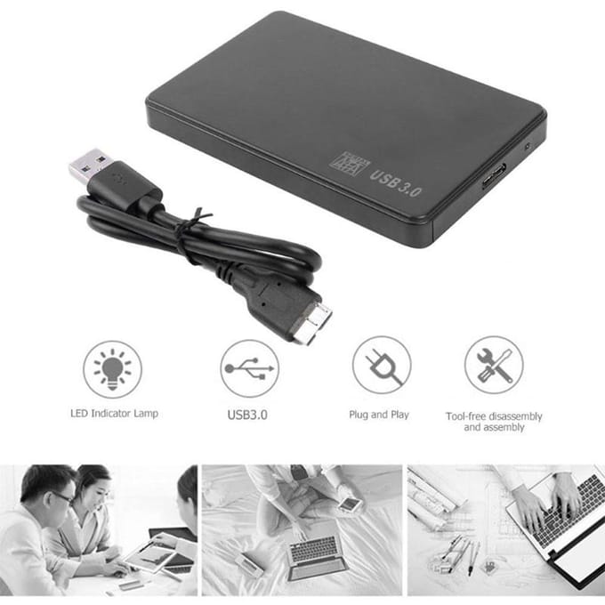 2,5 Inch Sata HDD SSD naar USB 3.0 Behuizing Adapter 5Gbps Harde Schijf Behuizing Doos Ondersteuning 2TB HDD USB3.0 gray