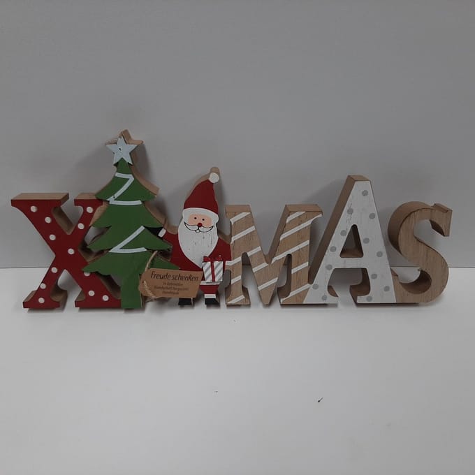 Kerst decoratie - Houten staande letters Xmas