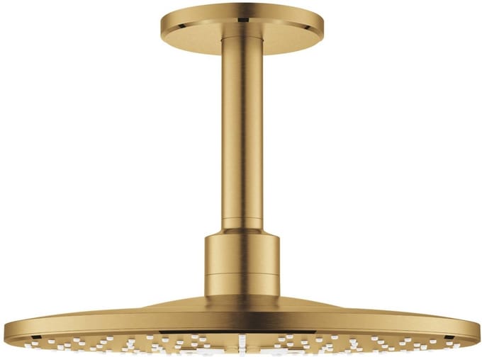 GROHE Rainshower Smartactive hoofddouche 31cm met plafondarm met 2 straalsoorten cool sunrise geborsteld