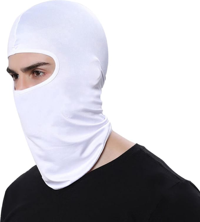 *** Motor Bivakmuts - Balaclava Wit - 1 stuk - One Size - One hole muts - van Heble® ***