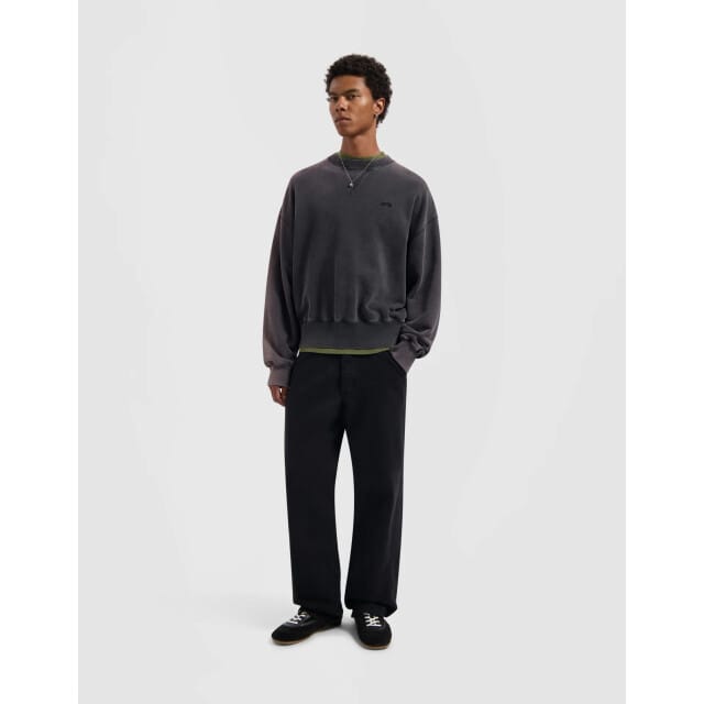 Olaf Washed Signature Boxy Crewneck Sweaters Donkergrijs M230206